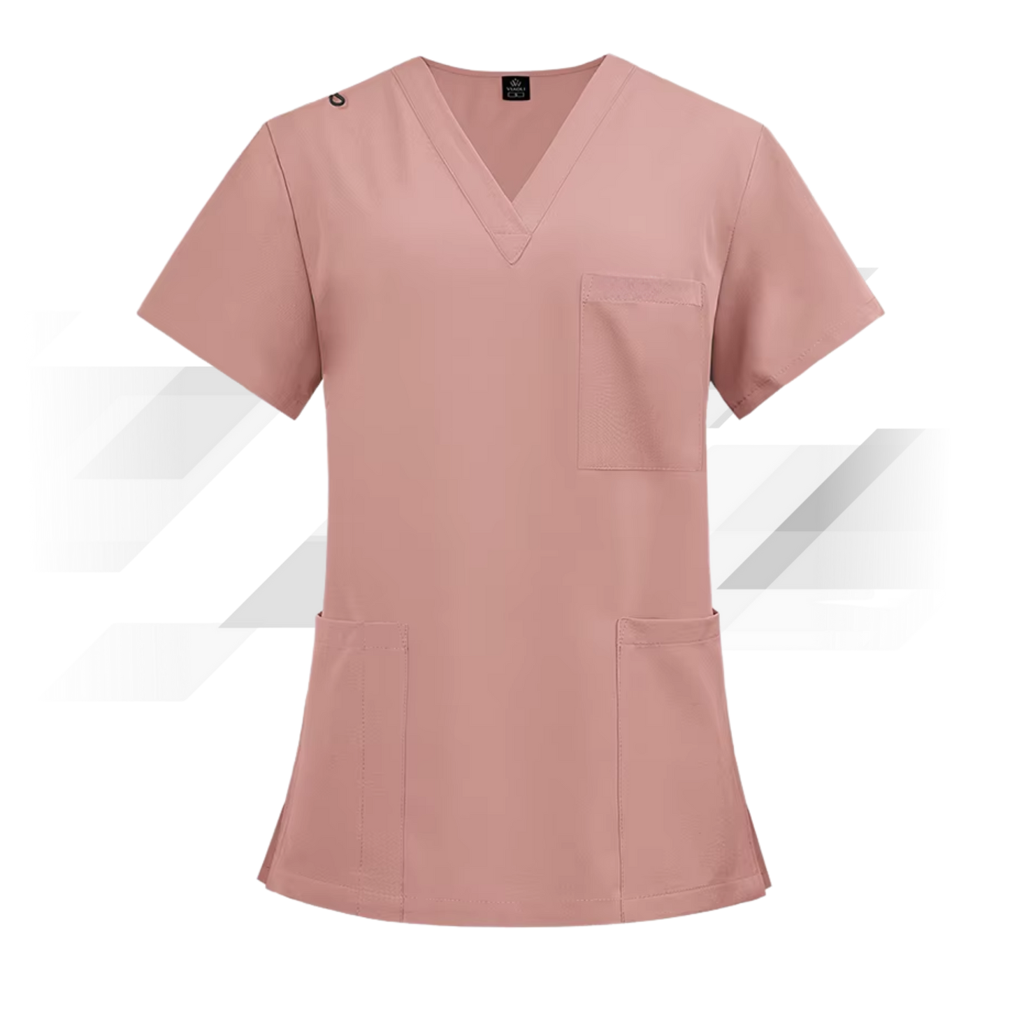 Daisy Pink Stretch V-Neck Scrub Top