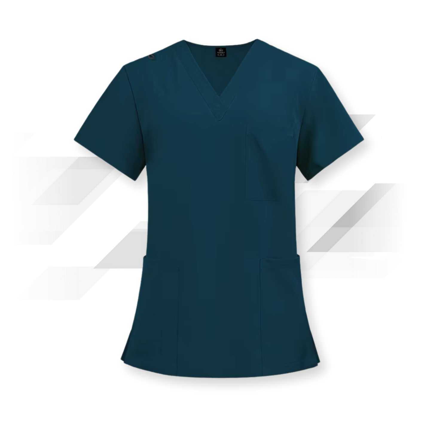 Daisy Midnight Teal V-Neck Scrub Top