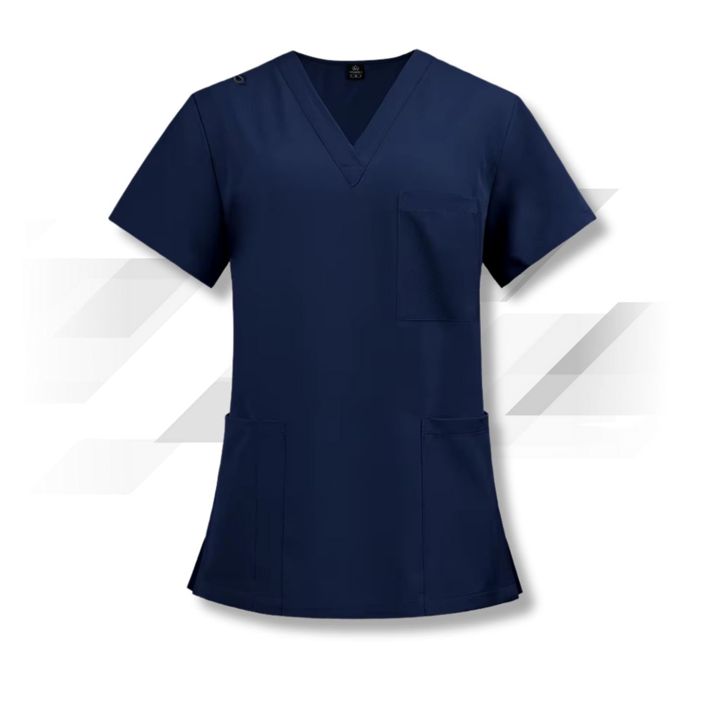 Daisy Navy Stretch V-Neck Scrub Top