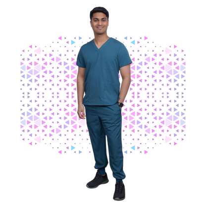 Daisy Midnight Teal Stretch Scrub - Full Suit