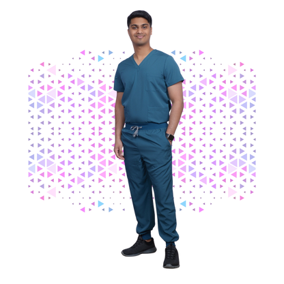 Daisy Midnight Teal Stretch Scrub - Full Suit