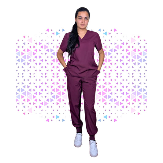 Daisy Burgundy Stretch Scrub - Full Suit