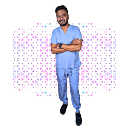 Daisy Sky Blue Stretch Scrub - Full Suit
