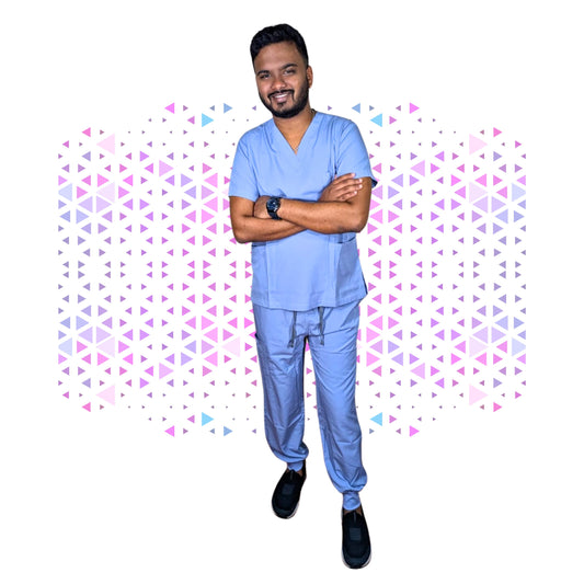 Daisy Sky Blue Stretch Scrub - Full Suit