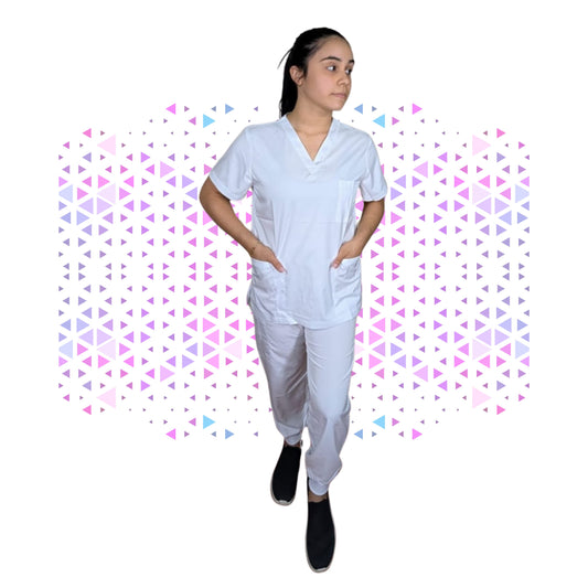 Daisy White Stretch Scrub - Full Suit