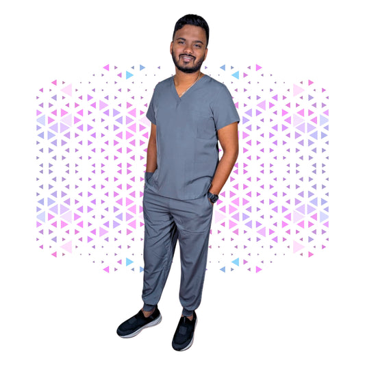 Daisy Light Grey Stretch Scrub - Full Suit