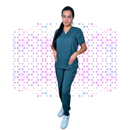 Daisy Midnight Teal Stretch Scrub - Full Suit